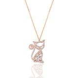 Söğütlü Silver SGTL9565 Baget Taşlı Kedi Modeli Kadın Gümüş Kolye