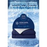 Soğutmalı Yatak Örtüsü Seti Çift Kişilik Soğuk Icecool 3 Parça Çift Taraflı Lacivert Gri
