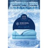 Soğutmalı Yatak Örtüsü Seti Tek Kişilik Soğuk Icecool 2 Parça Çift Taraflı Mavi Turkuaz