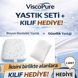 Soğutucu Örme Kumaş Armegeda Güzellik Yastığ + Boyun Destekli Yastık + Kılıf Hediyeli - Mavi - Beyaz