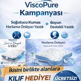 Soğutucu Örme Kumaş Horlama Önleyici Yastık + Boyun Destekli Yastık + Kılıf Hediyeli - Mavi - Beyaz
