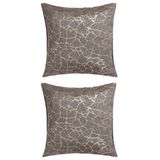 Soho Kumaş Altın Varak Desenli Dekoratif 4'lü Kırlent Yastık Kılıfı Seti - 42 x 42 cm (2, Füme 2'li)