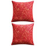 Soho Kumaş Altın Varak Desenli Dekoratif 4'lü Kırlent Yastık Kılıfı Seti - 42 x 42 cm (2, Kırmızı 2'li)