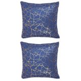 Soho Kumaş Altın Varak Desenli Dekoratif 4'lü Kırlent Yastık Kılıfı Seti - 42 x 42 cm (2, Lacivert 2'li)