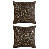 Soho Kumaş Altın Varak Desenli Dekoratif 4'lü Kırlent Yastık Kılıfı Seti - 42 x 42 cm (2, Siyah-Altın 2'li)