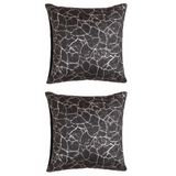 Soho Kumaş Altın Varak Desenli Dekoratif 4'lü Kırlent Yastık Kılıfı Seti - 42 x 42 cm (2, Siyah-Gümüş 2'li)
