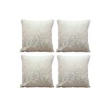Soho Kumaş Altın Varak Desenli Dekoratif 4'lü Kırlent Yastık Kılıfı Seti - 42 X 42 Cm Krem