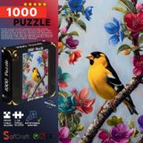 Soi Craft 1000 Parça Puzzle Sarı Çiçekler ve İspinoz Kuşu Doğa Yaşam #6527 | 2 cm Parça Kalınlığı, Kayıp Parça Desteği, Türkiye'de Üretildi, Yetişkin ve Çocuk, Sanatsal Tasarım