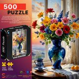 Soi Craft 500 Parça Puzzle Mavi Vazo Çiçekler Gün Batımı Manzaralı #264 | 2 cm Parça Ölçüsü, Renkli Çiçek Tasarımı, Yetişkin ve Aile İçin, Yüksek Kalite Baskı, Koleksiyon Serisi
