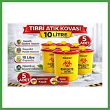 Soi Home Tıbbi Atık Kovası 10 Litre 5 Adet Kapaklı Tıbbi Atık Kutusu Enfekte Atık Kovası Seti Soı