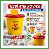 Soi Home Tıbbi Atık Kovası 1,3 Litre 1 Adet Kapaklı Tıbbi Atık Kutusu Enfekte Atık Kovası Soı
