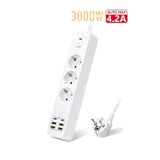 Soillium 2.0 Metre Akım Korumalı 3 Lü Grup Priz 100% Bakır 750 Joule 4 USB + 2 Type-C Girişli Uzatma Kablosu