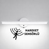 Sök-Tak Sensörlü Beyaz - Beyaz Işık Yapışkanlı Pilli Led Aplik 38cm