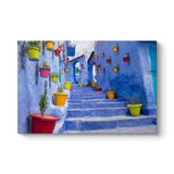 Sokakta Renkli Saksılar Tablosu 125 x 80