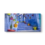 Sokakta Renkli Saksılar Tablosu 160 x 80