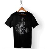 Sol Anahtarı Gitar Guitar Saz Rock Caz Müzik Erkek Tişört - Siyah - XL