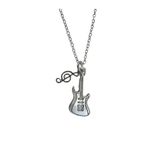 Sol Anahtarı Ve Elektro Gitar Figürlü Kolye – Unisex - Müzik Aksesuarı 60 Cm Zincir