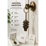 Sol Anahtarlı Gitar Kafa Anahtarlık Bronz Detaylı Metal Müzik Anahtarlığı Unisex