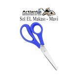 Sol El Makası 1 Adet Solak Okul Makası Plastik Saplı Solel İçin Makas Okul Öğrenci Makası Küt Uçlu Paslanmaz Çelik Mavi