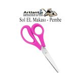 Sol El Makası 1 Adet Solak Okul Makası Plastik Saplı Solel İçin Makas Okul Öğrenci Makası Küt Uçlu Paslanmaz Çelik Pembe
