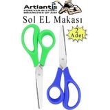 Sol El Makası 2 Adet Solak Okul Makası Plastik Saplı Solel İçin Makas Okul Öğrenci Makası Küt Uçlu Paslanmaz Çelik