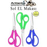 Sol El Makası 3 Adet Solak Okul Makası Plastik Saplı Solel İçin Makas Okul Öğrenci Makası Küt Uçlu Paslanmaz Çelik