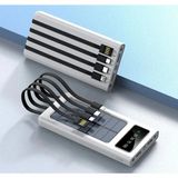 Solar 10.000 Mah Güneş Enerjili LED Işıklı Powerbank Şarj Aleti 2x USB Çıkışlı Çoklu Kablolu - Beyaz