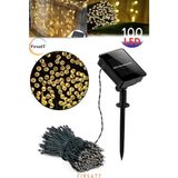 Solar 100 Ledli 12 Metre Bahçe Aydınlatma Dekorasyon Güneş Enerjili LED Sarı Gün Işığı LED - Sarı - Gün Işığı