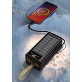 Solar 22.5W Hızlı Şarj 30.000 Mah Güneş Enerjili LED Işıklı Powerbank Şarj Aleti 4xusb Çıkış Çoklu Şarj Çıkışı Kablolu - Siyah