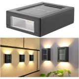 Solar 4 Ledli 11CM Duvar Aydınlatması Su Geçirmez Gün Işığı Bahçe Balkon Ev-Ofis Güneş Enerjili LED - 3000K (Sıcak Beyaz)