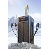 Solar 50.000 Mah Güneş Enerjili LED Işıklı Powerbank Şarj Aleti 4xusb Çıkış Çoklu Şarj Çıkışı Kablo - Siyah