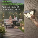 Solar Bahçe Lambası, 102 LED, Hareket Sensörlü, IP65 Su Geçirmez, Duvar Tipi, Güneş Enerjili Dış Mekan Aydınlatma, Siyah
