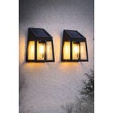 Solar Duvar Aplik, Siyah, IP44 Su Geçirmez, Sensörlü, Güneş Enerjili, 2'li Set, Bahçe ve Balkon için, Modern Stil