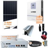 Solar Enerji Pazari 6,2 Kw Lityum Akülü Güneş Enerjili Bağ Evi Hobi Bahçesi Paketi - Tam Set Montaja Hazır