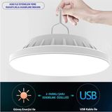 Solar Güneş Enerji ve USB Sarjlı Kumandalı Bahçe Aydınlatma LED Askılı Pratik Kamp Lamba