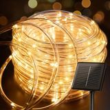 Solar Güneş Enerjili Hortum Kaplamalı 10 Metre 100 LED Iç Dış Mekan Bahçe Balkon Teras Aydınlatma Dekor - Sarı - Gün Işığı