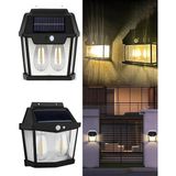 Solar Güneş Enerjili Lamba 2 Ampul Flament LED Hareket Sensörlü 3 Işık Modlu Aplik Su Geçirme