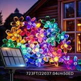 Solar Güneş Enerjili Papatya Led 5 Metre Siyah Kablo 8 Kademeli Bahçe Balkon Ağaç Aydınlatma Dekor Işık - Çok Renkli