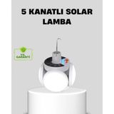Solar Güneş Enerjili ve USB Şarjlı 5 Kanatlı LED Kamp Lambası - Renkli - standart
