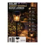 Solar Hareket Sensörlü Filament Led Bahçe Lambası 3000K Sıcak Işık Dış Mekan Yürüyüş Yolu Ve Bahçe Aydınlatması Güneş Enerjili