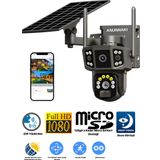 Solar Kamera Güneş Enerjili 1080p Full HD Çift Kameralı Extra Led Alarm Ses Akıllı Güvenlik Kamerası