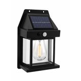 Solar LED Duvar Lambası Hareket Sensörlü Filament Ampullü 3000K Sarı Işık 3 Modlu 100 Lümen