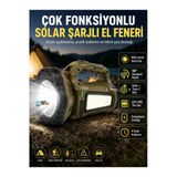 Solar Şarjlı El Feneri 600 Lümen 90° Hareketli Başlık Cob Yan Işık Powerbank Özellikli Kamp Ve Acil Durum Lambası Güneş Enerjili