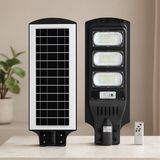 Solar Sokak Lambası 300W 6500K Sensörlü Kumandalı - 00-Siyah - Beyaz