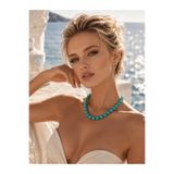 Solare Accessories Doğal Firuze Taşı Küre Kesim Kolye - Turkuaz Doğal Taş