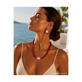 Solare Accessories Gerçek İnci & Doğal Mercan Taşı Kolye Küpe Takımı
