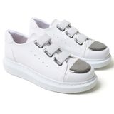 Solaress 251 Erkek Sneaker, Suni Deri Günlük Spor Ayakkabı, Beyaz, 36 EU