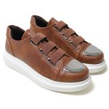 Solaress 251 Erkek Sneaker, Suni Deri Günlük Spor Ayakkabı, Kahverengi, 41 EU