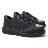 Solaress 251 Erkek Sneaker, Suni Deri Günlük Spor Ayakkabı, Siyah, 36 EU