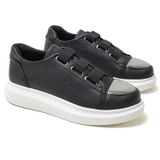 Solaress 251 Erkek Sneaker, Suni Deri Günlük Spor Ayakkabı, Siyah B, 43 EU